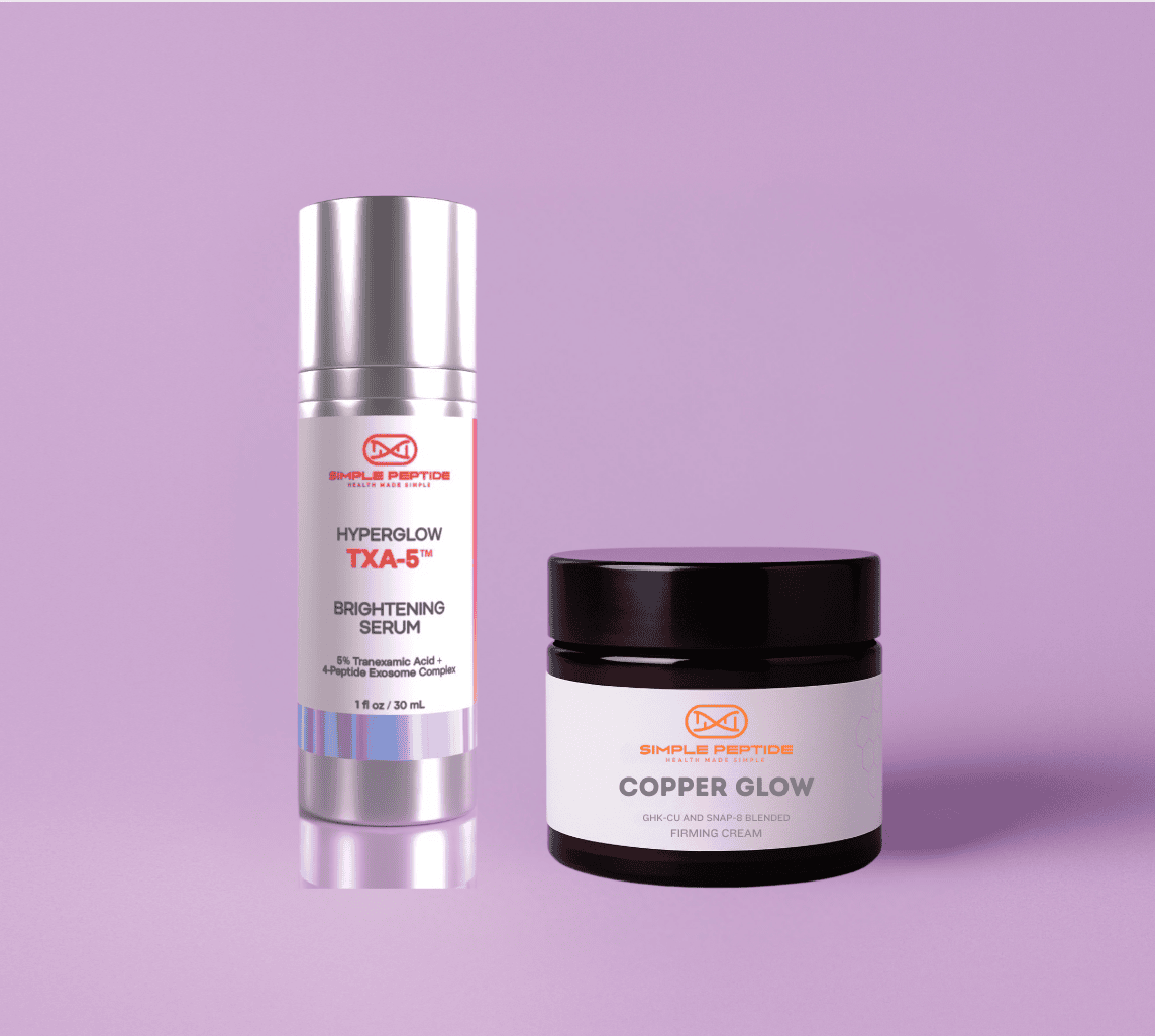 Glow Duo HyperGlow TXA-5 serum and Copper Glow cream set by Simple Peptide