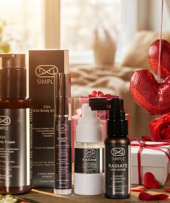 Cosmetic Bundle with four peptide skin, lash, eye and hair formulas by Simple Peptide