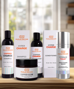 Glow Shine Beauty Bundle copper peptide hair and skin set by Simple Peptide