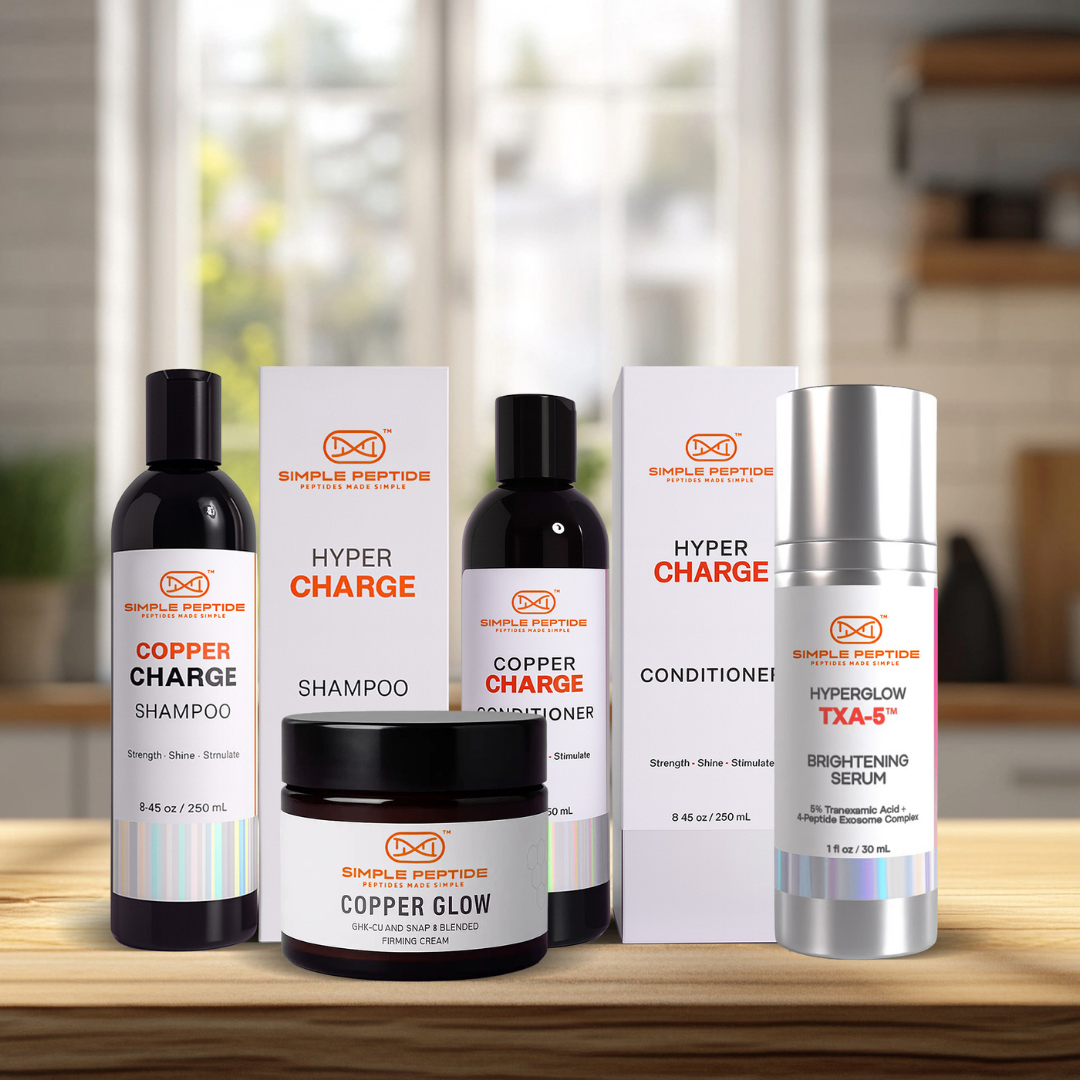 Glow Shine Beauty Bundle copper peptide hair and skin set by Simple Peptide