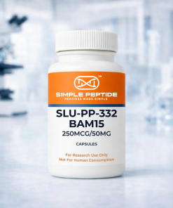 SLUBAM capsules BAM15 and SLU-PP-332 research bottle by Simple Peptide