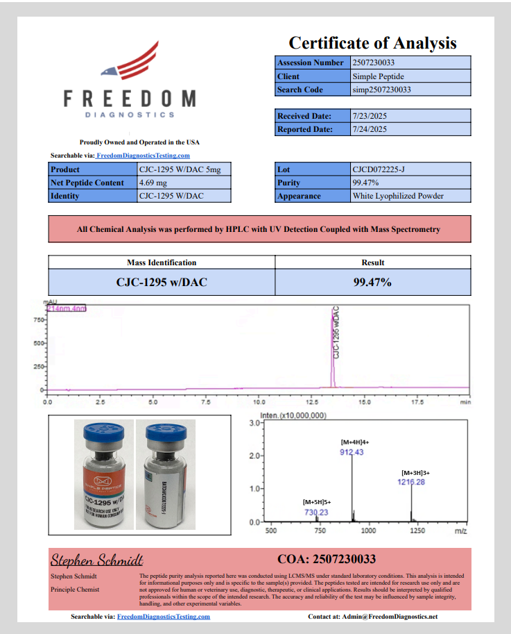 CJC-1295 DAC 5mg by Simple Peptide