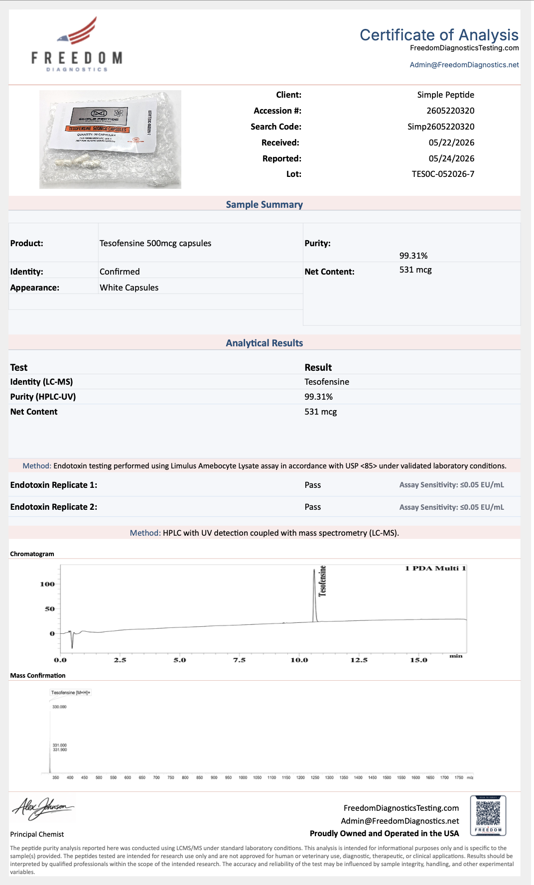 Tesofensine by Simple Peptide, photo 2